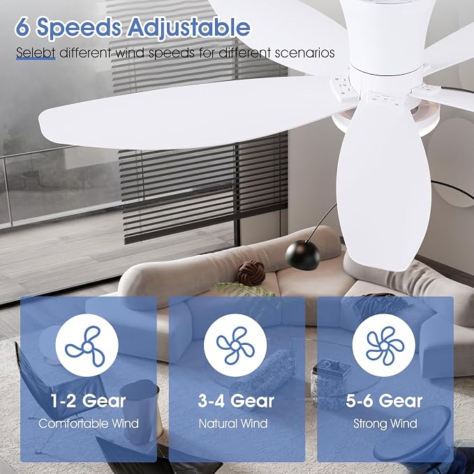 42" Ceiling Fans with Lights-Low Profile Ceiling Fan with Light and Remote/APP Control, Flush Mount, DC, alternate view 5