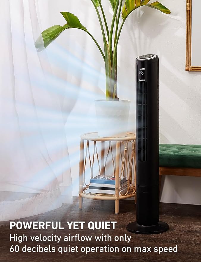 42" Digital Tower Fan, ClearRead Display, 90° Oscillation, 5 Speeds, 4 Modes, 8-Hour Timer, Home, Bedroom or Office, Remote