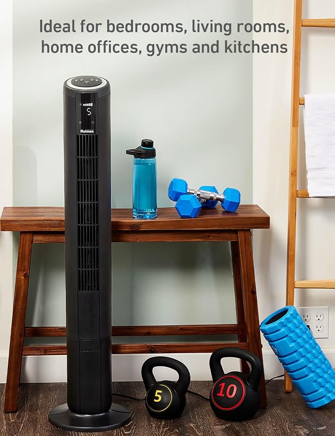 42" Digital Tower Fan, ClearRead Display, 90° Oscillation, 5 Speeds, 4 Modes, 8-Hour Timer, Home, Bedroom or Office, Remote