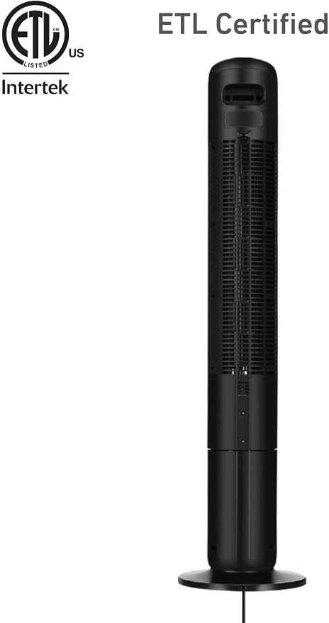 42" Digital Tower Fan, ClearRead Display, 90° Oscillation, 5 Speeds, 4 Modes, 8-Hour Timer, Home, Bedroom or Office, Remote