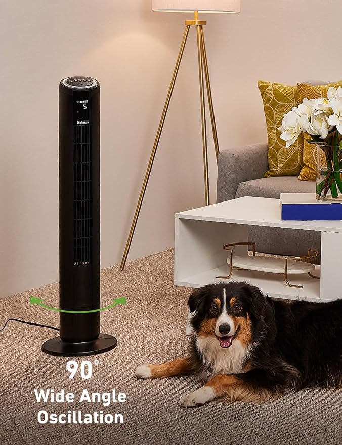 42" Digital Tower Fan with Accent Light, ClearRead Display, High/Low Brightness Level, 90° Oscillation, 5 Speeds, 4 Modes