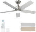42 Inch Brushed Nickel Ceiling Fan with Light and Remote Control,Dimmable 3 Color Temperatures LED Ceiling Fan,6 Speeds