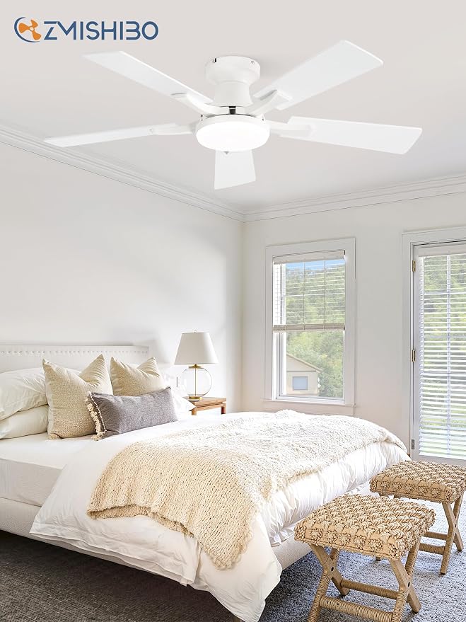 42 Inch Ceiling Fan with Light, App&Remote Control, Flush Mount Low Profile, Dimmable 20W LED Light, Quiet, alternate view 8