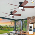 42-Inch Ceiling Fans with Light: Walnut 5 Blade Low Profile Ceiling Fan for Kitchen Bedroom - Flush Mount