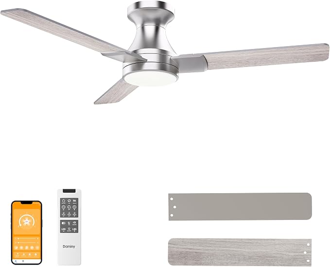 42 inch Ceiling Fans with Lights,3 Blades,6CCT, Low Profile Ceiling Fan with Light and Remote Control,Ceiling Fan for