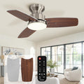 42 Inch Ceiling Fans with Lights and Remote, Bedroom Living Room Office, Flush Mount, 3CCT Dimmable, product image