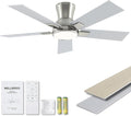 42 Inch Ceiling Fans with Lights and Remote, Brushed Nickel Flush Mount Low Profile Ceiling Fan for Bedroom, Patio