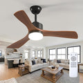 42 inch Ceiling Fans with Lights and Remote Control, Reversible, 3 Wood Blades, 6 Speeds, 3CCT Dimmable, Noiseless
