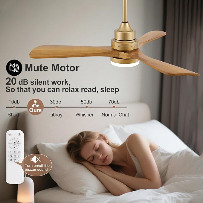 42 Inch Ceiling Fans with Lights and Remote, Dimmable LED Light, Quite Reversible DC Motor,Memory Function,Modern Solid Wood
