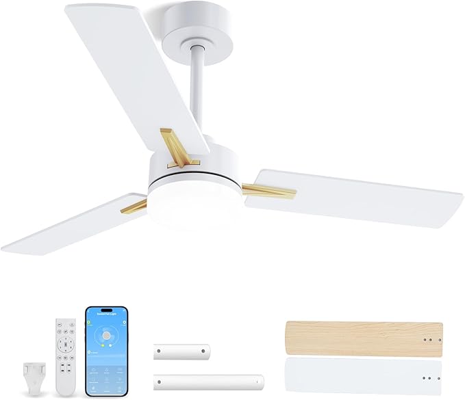42 Inch Ceiling Fans with Lights, App&Remote Control, Low Profile Modern Ceiling Fan, 6 Speed, Reversible, 3000k-6500k