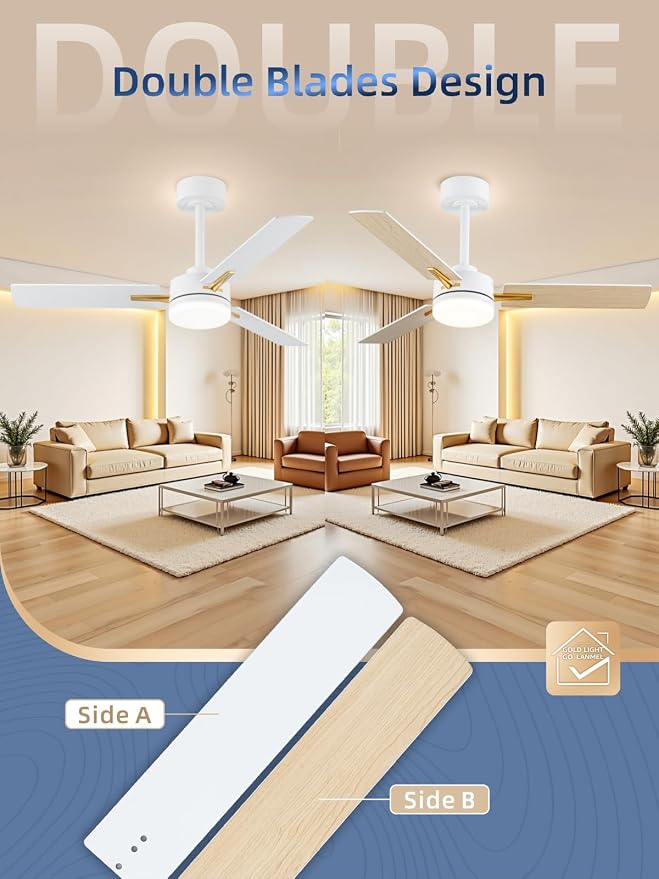 42 Inch Ceiling Fans with Lights, App&Remote Control, Low Profile Modern Ceiling Fan, 6 Speed, Reversible, 3000k-6500k