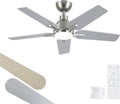 42 Inch Ceiling Fans with Lights, Brushed Nickel Ceiling Fan with Remote, Modern Ceiling Fan for Bedroom, Living Room, Dining