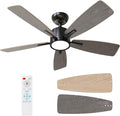 42 Inch Ceiling Fans with Lights Led Remote Control Low Profile Flush Mount for Bedroom Home Outdoor Patio Living Room,3
