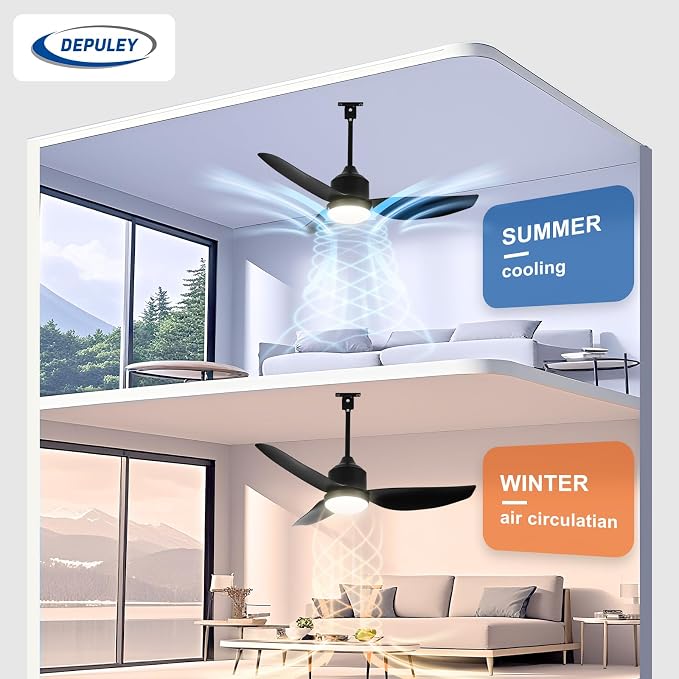 42-Inch Ceiling Fans with Lights: Outdoor Black Waterproof Ceiling Fan for Patios - Plug in Gazebo Fans with Remote Control