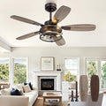 42 Inch Farmhouse Ceiling Fan with Light and Remote, Oil Bronze Industrial Flush Mount Ceiling Fans with 6 Speed Reversible