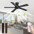 42 Inch Flush Mount Ceiling Fans without Lights, Small Black Ceiling Fan with Remote, 6-Speeds, Quiet Reversible DC Motor