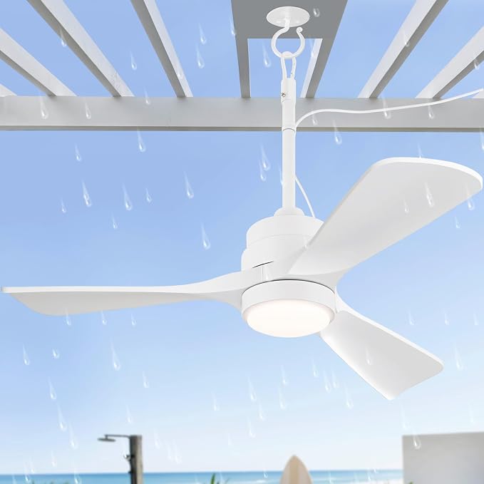 42 inch Gazebo Ceiling Fans Outdoor Hanging Waterproof, Wet Rated Oudoor Ceiling Fans for Patios with Light, 6 Speed Remote