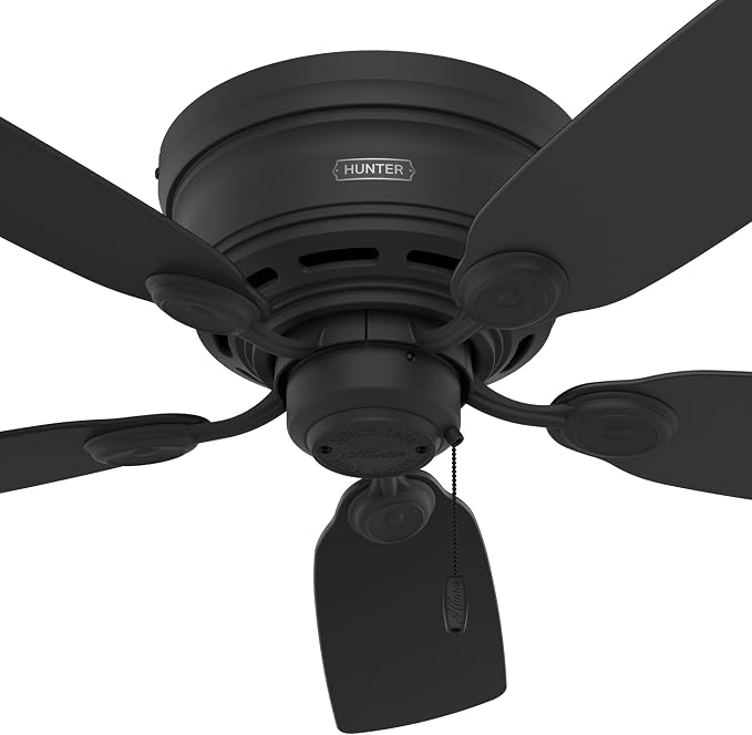 42 inch Indoor Ceiling Fan No Light - Black Ceiling Fan without Light, Low Profile Mount, 5 Blades, For Bedroom, Living Room
