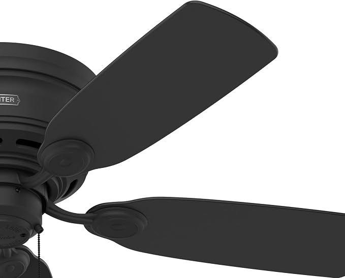 42 inch Indoor Ceiling Fan No Light - Black Ceiling Fan without Light, Low Profile Mount, 5 Blades, For Bedroom, Living Room