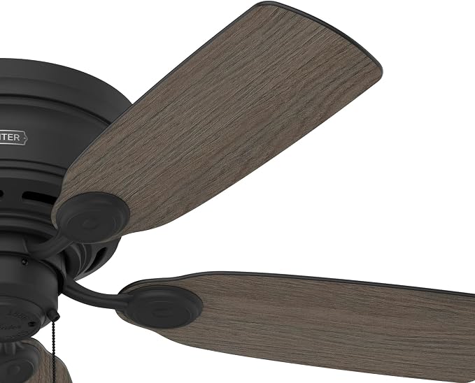42 inch Indoor Ceiling Fan No Light - Black Ceiling Fan without Light, Low Profile Mount, 5 Blades, For Bedroom, Living Room