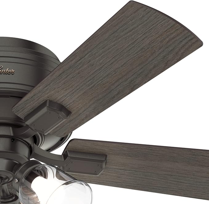 42 inch Indoor Ceiling Fan with LED Lights and Pull Chain - Low Profile Mount Ceiling Fan, 5 Blades, For Bedroom, Living