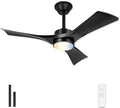 42 Inch Indoor Outdoor Ceiling Fan with Light and Remote, 3CCT Dimmable LED, Modern Black Ceiling Fan, Reversible Motor