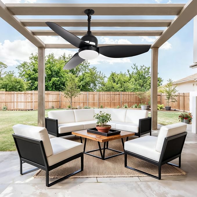 42 Inch Outdoor Ceiling Fan with Light,Waterproof Plug in Ceiling Fan,Outdoor Gazebo Fan,App&Remote Control,3 Colors LED