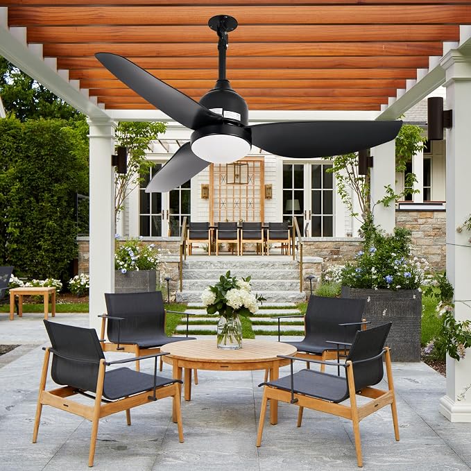42 Inch Outdoor Ceiling Fan with Light,Waterproof Plug in Ceiling Fan,Outdoor Gazebo Fan,App&Remote Control,3 Colors LED