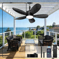 42 Inch Waterproof Outdoor Ceiling Fan with Light and Remote, Hanging Gazebo Fan with 3CCT 6-Speed DC Motor, Black Wet Rated