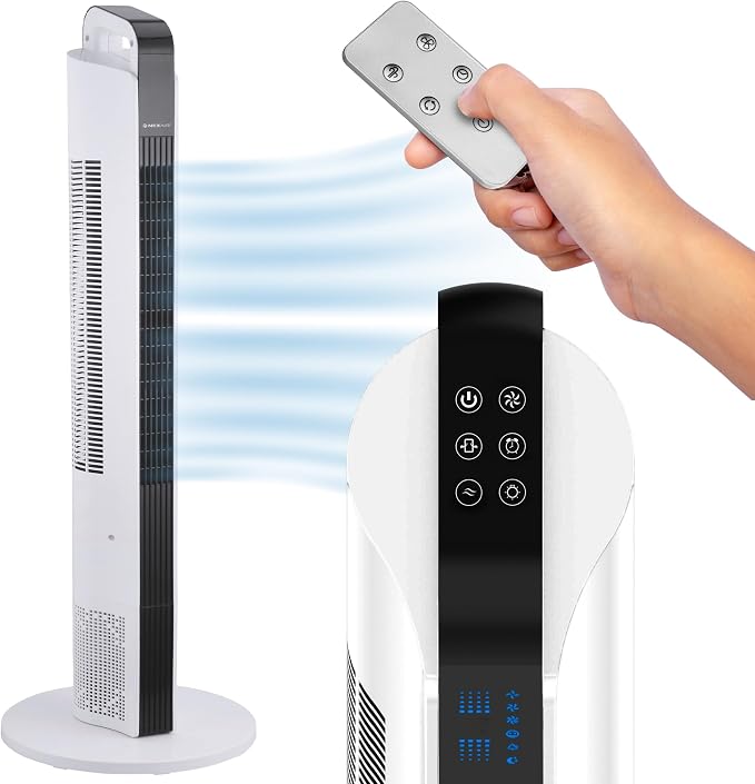 42” Oscillating Tower Fan, 3 Speed Portable Fan Tower With Remote Control, Quiet Operating Floor Fan for Bedroom with 7.5 Hr