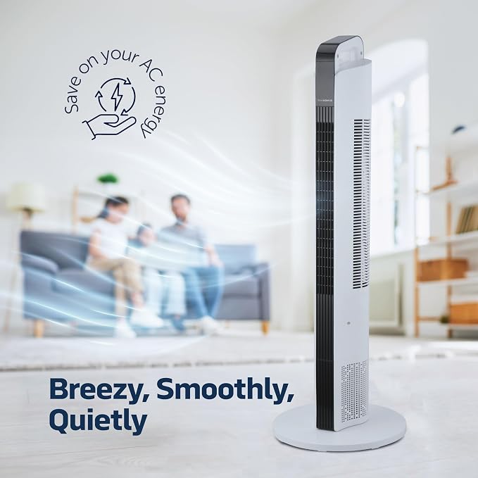 42” Oscillating Tower Fan, 3 Speed Portable Fan Tower With Remote Control, Quiet Operating Floor Fan for Bedroom with 7.5 Hr