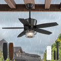 42" Outdoor Ceiling Fans with Lights and Remote Control,IP65 Wet Rated Waterproof Ceiling Fan with 6-Speed DC Motor