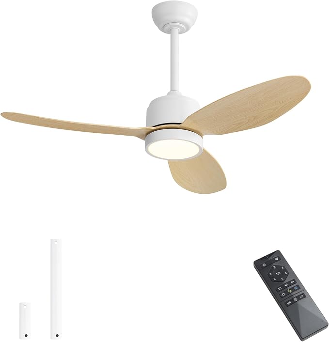 42" Outdoor Ceiling Fans with Lights, Wet Rated Waterproof Indoor Ceiling Fan with Remote, 3 ABS Blades Modern Ceiling