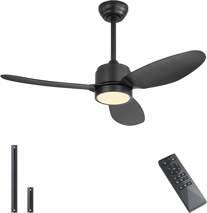 42" Outdoor Ceiling Fans with Lights, Wet Rated Waterproof Indoor Ceiling Fan with Remote, 3 ABS Blades Modern Ceiling