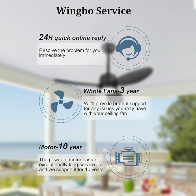 42" Outdoor Ceiling Fans with Lights, Wet Rated Waterproof Indoor Ceiling Fan with Remote, 3 ABS Blades Modern Ceiling