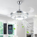 42" Retractable Ceiling Fans with Lights, Crystal Chandelier Ceiling Fan with Remote & APP Control, Modern Dimmable LED