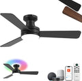 42" RGB Ceiling Fan with Light, Music Sync Smart Fan with Alexa/Google/App Control, Low Profile Flush Mount, 6-Speed Quiet DC