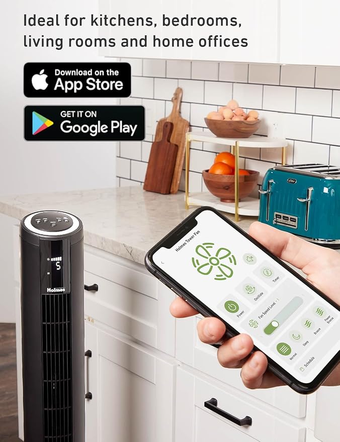 42" SmartConnect WI-FI Digital Tower Fan, ClearRead Display, Alexa Voice Control, 90° Oscillation, 5 Speeds, 4 Modes, 8-Hour