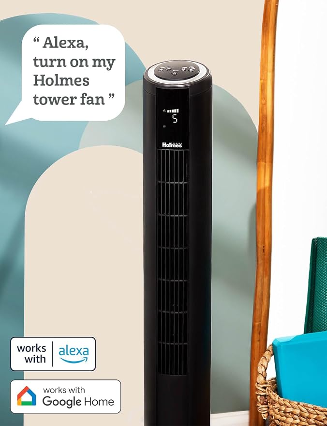 42" SmartConnect WI-FI Digital Tower Fan, ClearRead Display, Alexa Voice Control, 90° Oscillation, 5 Speeds, 4 Modes, 8-Hour