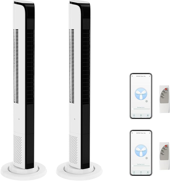42" Tower Fan for Bedroom, Smart Floor Fan with APP & Remote Control, 3 Modes, 3 Speeds, Standing Fan with