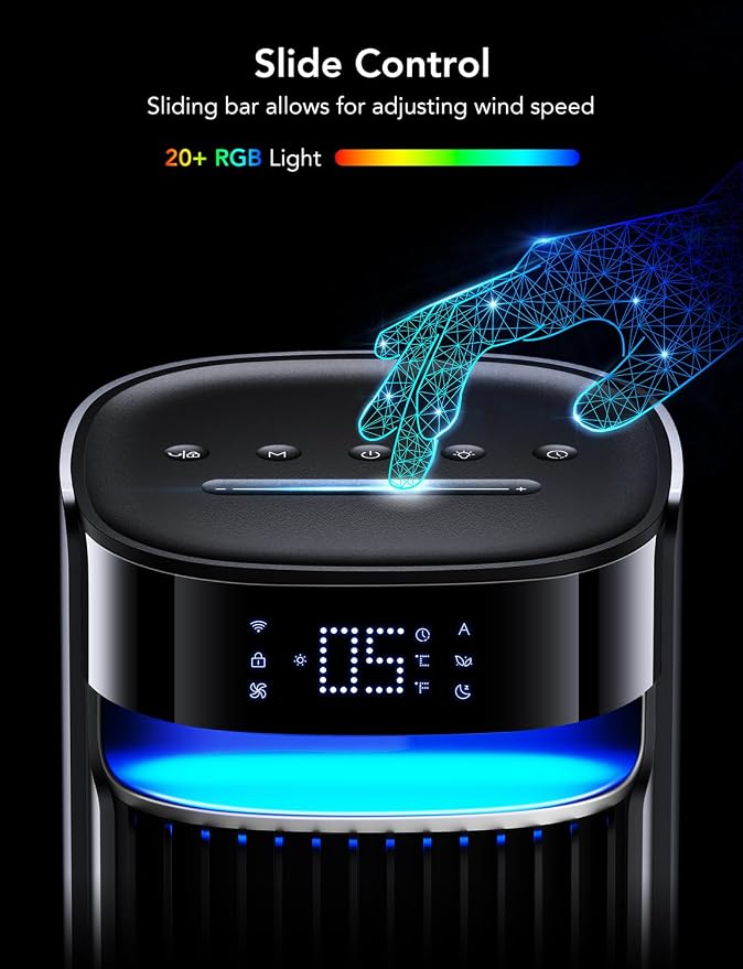 42'' Tower Fan for Bedroom, Smart Floor Fans with 150° Adjustable Oscillating, APP & Voice Control, 5 Modes 12 Speeds up to