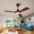 42" Wood Ceiling Fan with Lights Remote Control,Quiet DC Motor 3 Blade Ceiling Fans for Patio Living Room, Bedroom