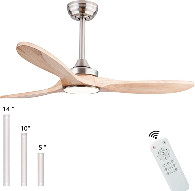 42" Wood Ceiling Fans with Lights and Remote Control,Indoor Outdoor 3 Blades Wooden Ceiling Fan for Garage,Patio,Living