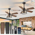 42in Ceiling Fans with Lights: 2 Pack Farmhouse Ceiling Fan with Remote - Black Caged Ceiling Fan with Dual
