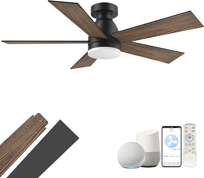 42In Smart Ceiling Fans with Lights and Remote,Control via Voice Alexa App,Noiseless,Reversible,Flush Mount Low Profile