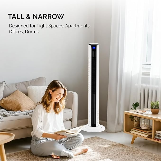 42in Tower Fan with Remote & APP Control, Smart Bladeless Floor Fan with 3 Modes 3 Speeds, Digital Display and, alternate