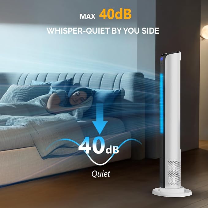 42in Tower Fan with Remote & APP Control, Smart Bladeless Floor Fan with 3 Modes 3 Speeds, Digital Display and, alternate