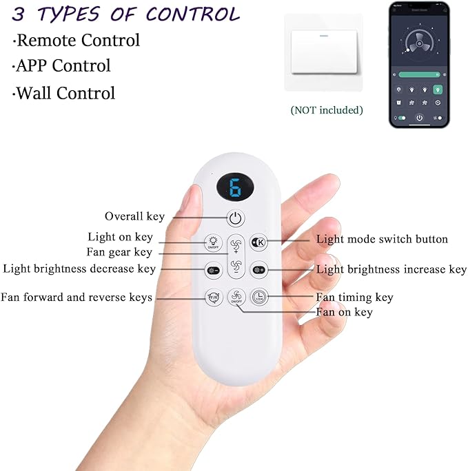 42inch Ceiling Fans with Lights, Low Profile Ceiling Fan with Light and Remote Control/APP Control, DC Reversible Motor