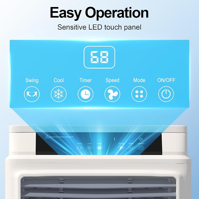 43 Inch Air Cooler for Large Room Garage Patio, Evaporative Air Cooler, 3880CFM Portable Swamp Cooler with Remote 3 Speeds