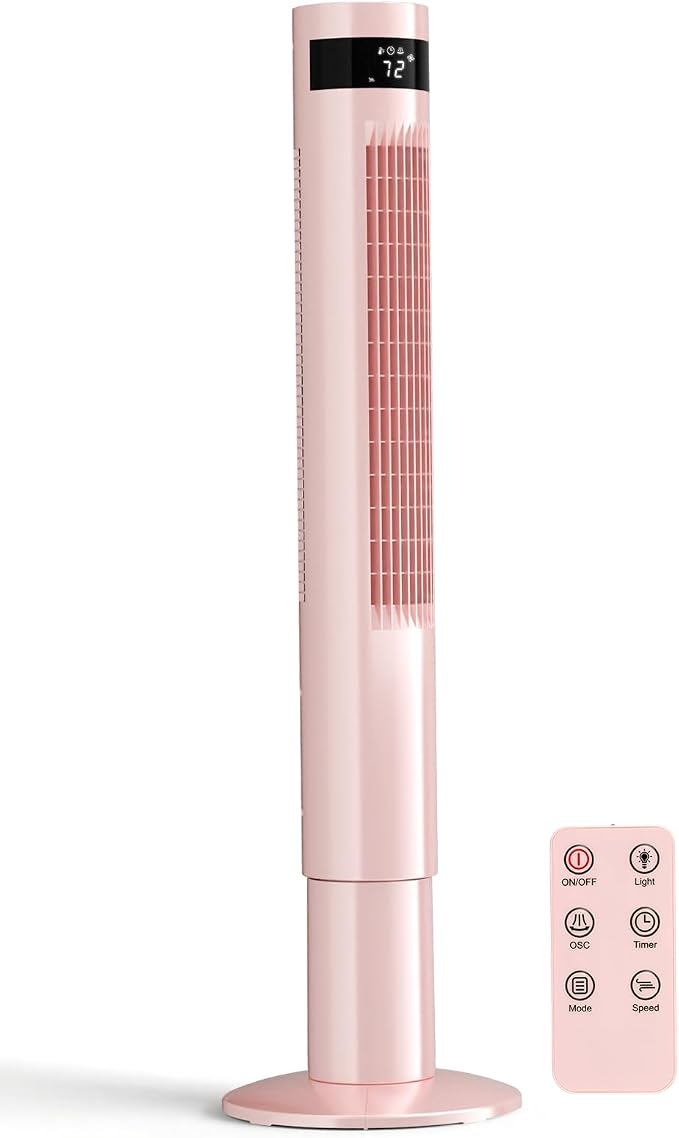43 inch Tower Fan Portable Electric Oscillating Fan Quiet Remote Control Bladeless Floor Fan 3-Speed Wind, product image